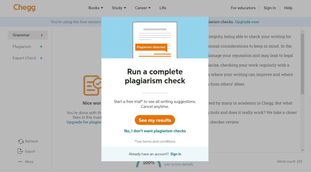 chegg plagiarism checker