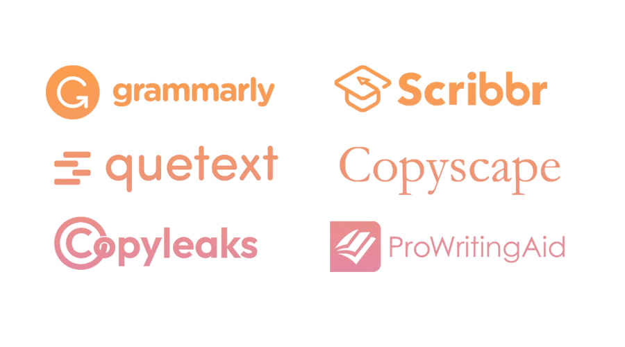 An image showing common plagiarism checker tools