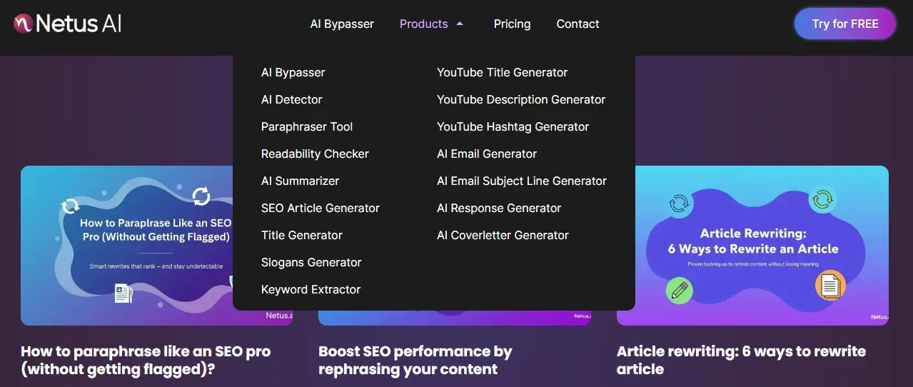 It shows how NetusAI is an all-in-one solution for content creation.